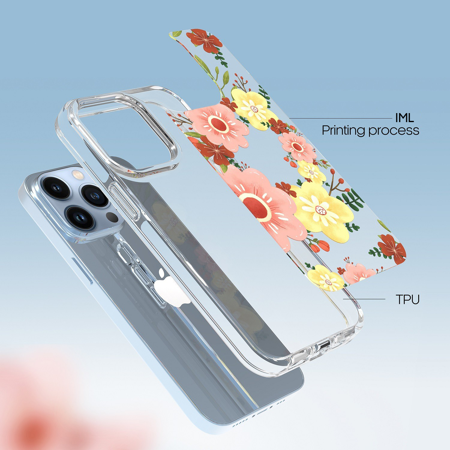 New double layer IMD printed floral print mobile phone case for iphone16 15Pro Max