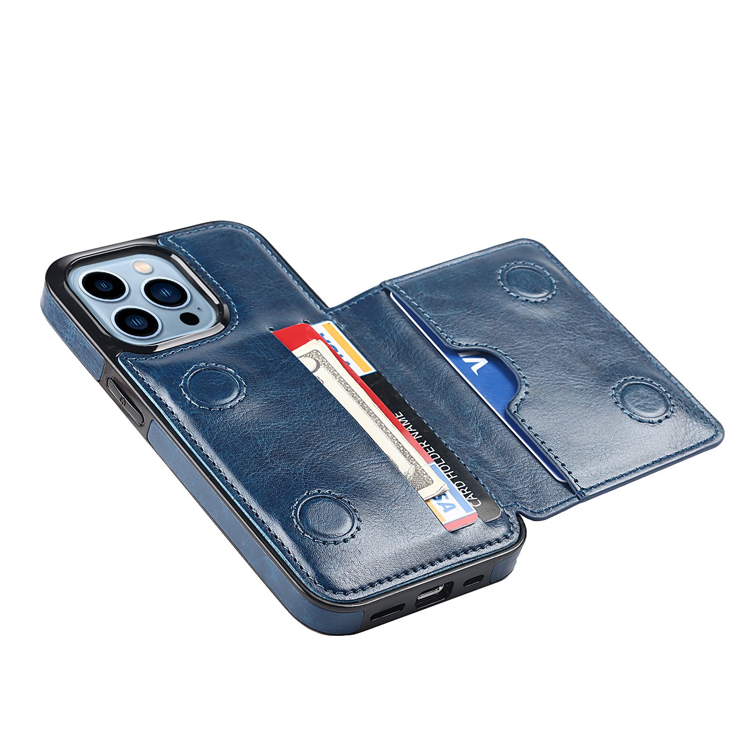 Hot Selling PU Leather Case for iPhone 15 Pro Max mini 11 X 6 6s 7 8 Plus XS 3 Card Holders Phone Cases