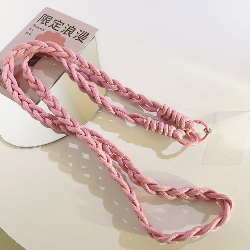 Colorful Woven Phone Lanyard Long Neck Strap for Crossbody Use with Patch Label Anti Lost Mobile Phone Strap