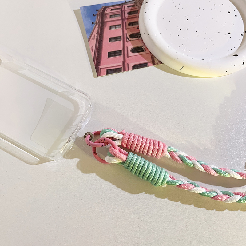 Colorful Woven Phone Lanyard Long Neck Strap for Crossbody Use with Patch Label Anti Lost Mobile Phone Strap