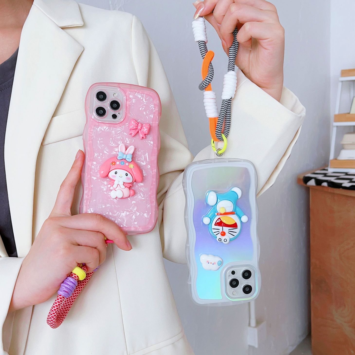 Mobile Phone Accessories Hanging Cell Phone Strap Color Short Lanyard Double-Headed Lock Buckle Portable Bag Pendant Chain