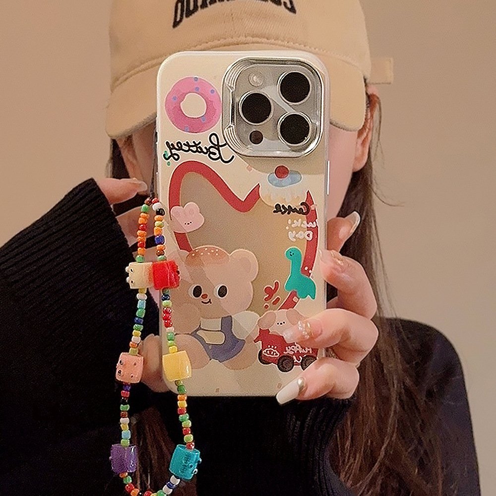 New Arrived Hot Sale Low Moq Colorful Cute Cartoon Mobile Phone Covers For iPhone 13 14 15 Pro Max Cases With Phone Holder Strap