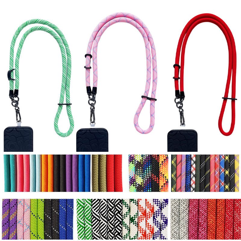 Customized logo pattern universal mobile phone lanyard neck strap designer luxury nylon wrist strap hand lanyard for smartphone