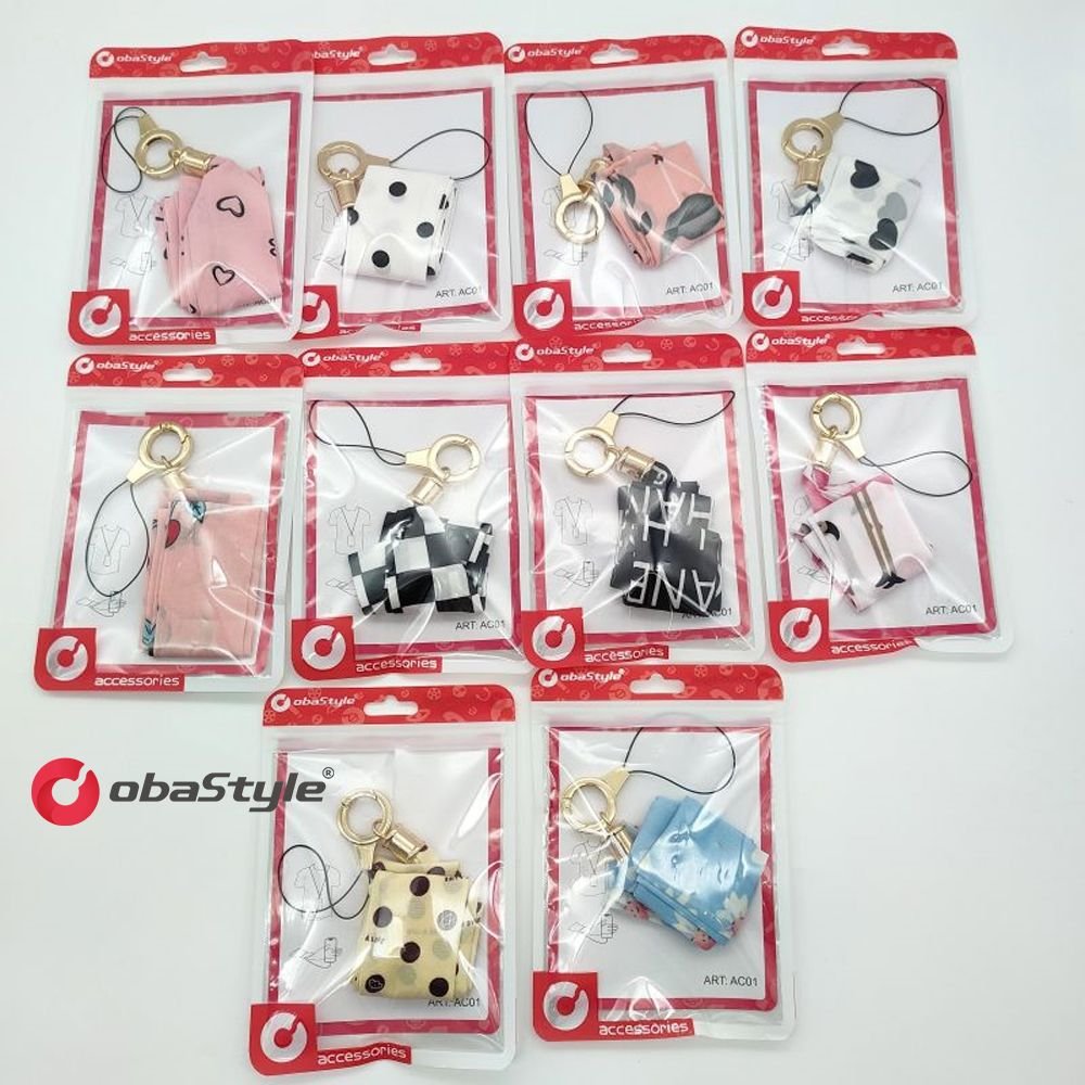 EU Stock Shipping Cartoon Wide Version Silk Scarf Ring Mobile Phone Lanyard Removable Portable Neck Hanger Collar Pendant Chain