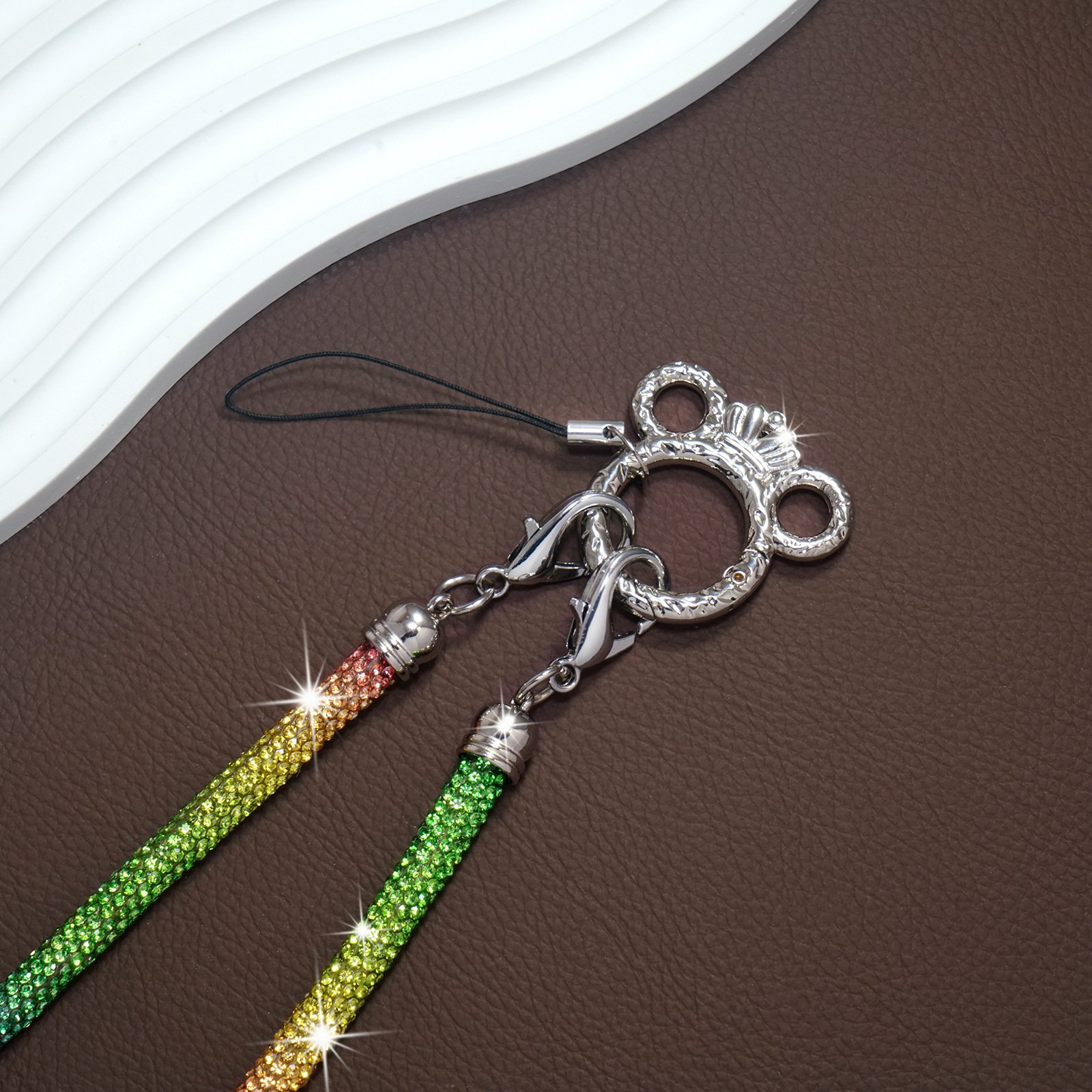 Mobile Phone Case Crown Buckle Rhinestone Trim Cotton Core Base Crossbody long Neck Shoulder Cord Lanyard Strap Pendant Chain