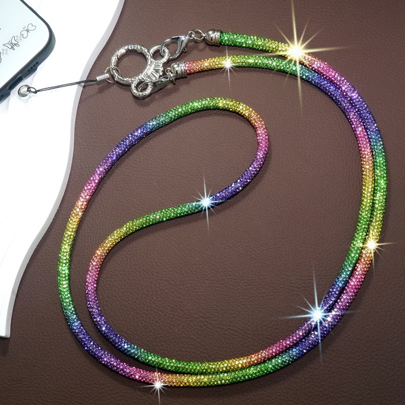 Mobile Phone Case Crown Buckle Rhinestone Trim Cotton Core Base Crossbody long Neck Shoulder Cord Lanyard Strap Pendant Chain