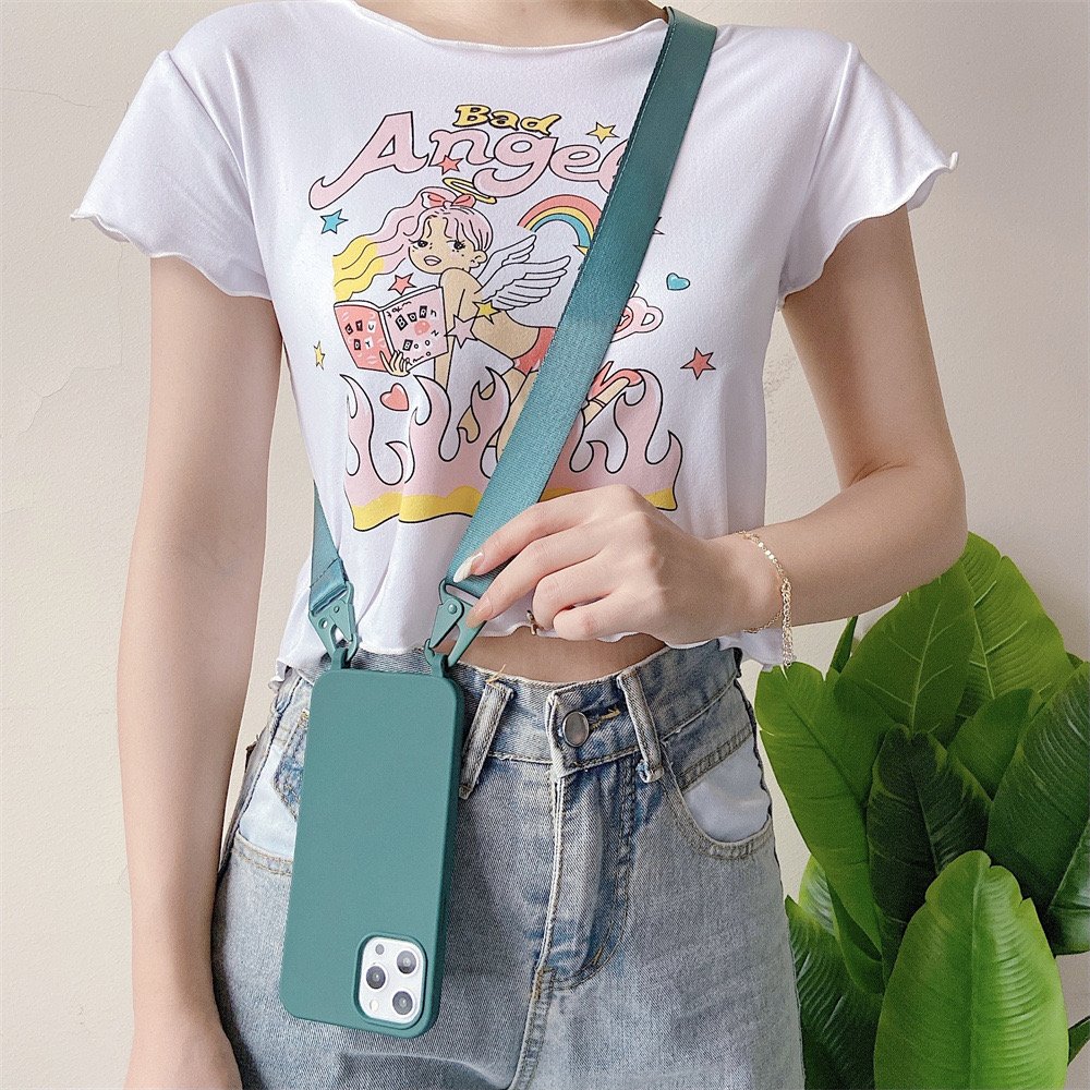 Necklace Crossbody Lanyard Silicone Phone Case For Iphone 13 16 14 15 Pro Max Xs 6 7 8 Plus Lanyard Neck Strap Cord Rope Cover