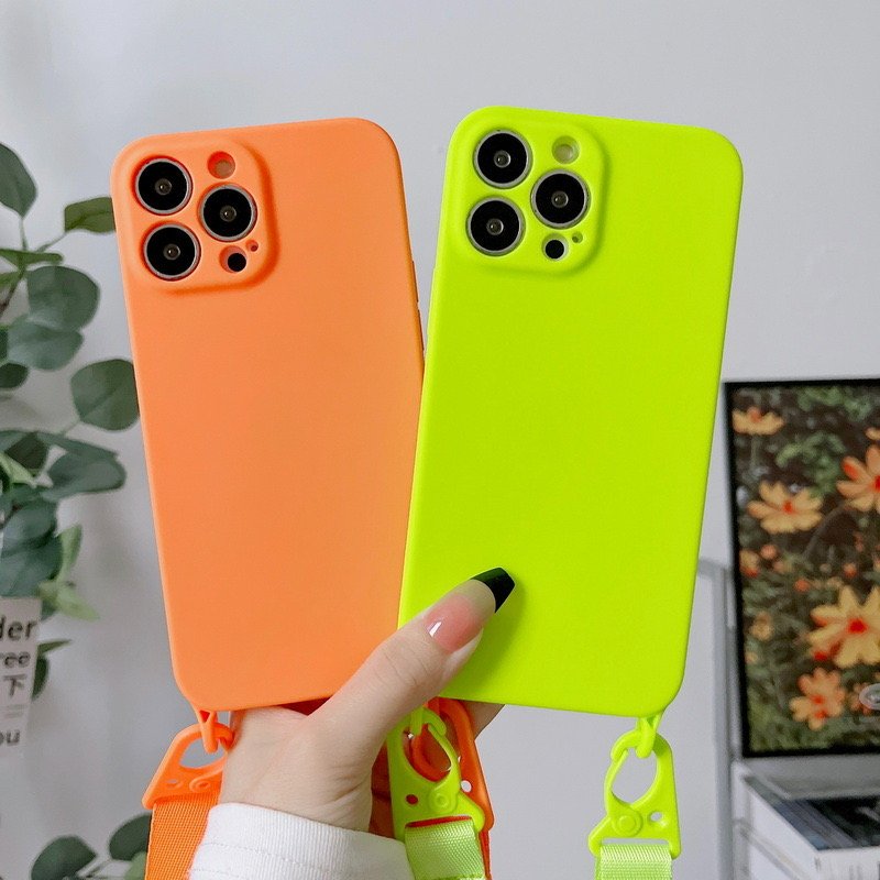 Necklace Crossbody Lanyard Silicone Phone Case For Iphone 13 16 14 15 Pro Max Xs 6 7 8 Plus Lanyard Neck Strap Cord Rope Cover