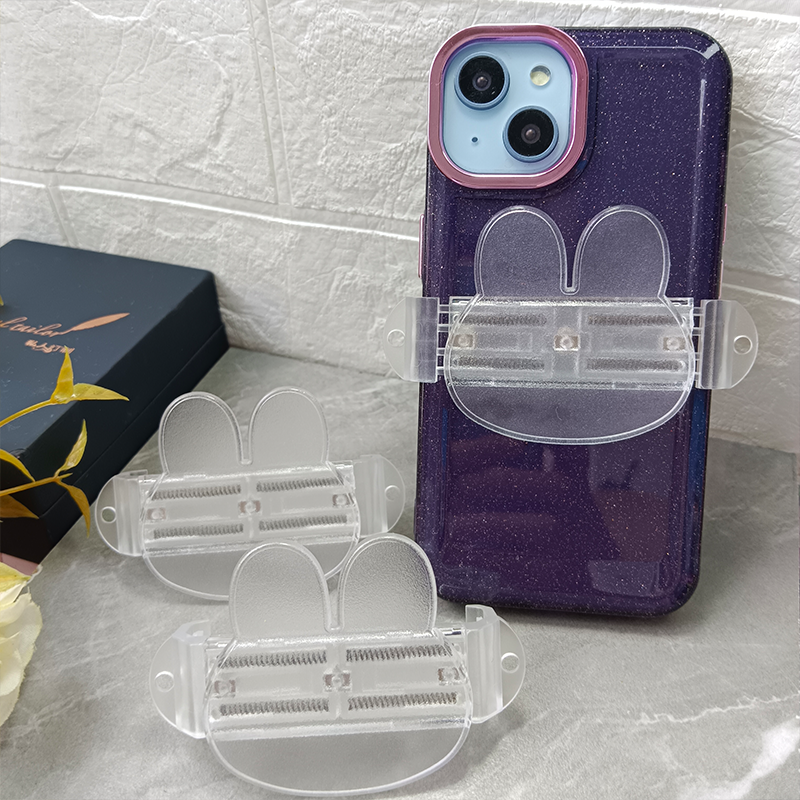 Mobile phone back clip DIY groove material clip transparent material rabbit head back clip cute rabbit rabbit