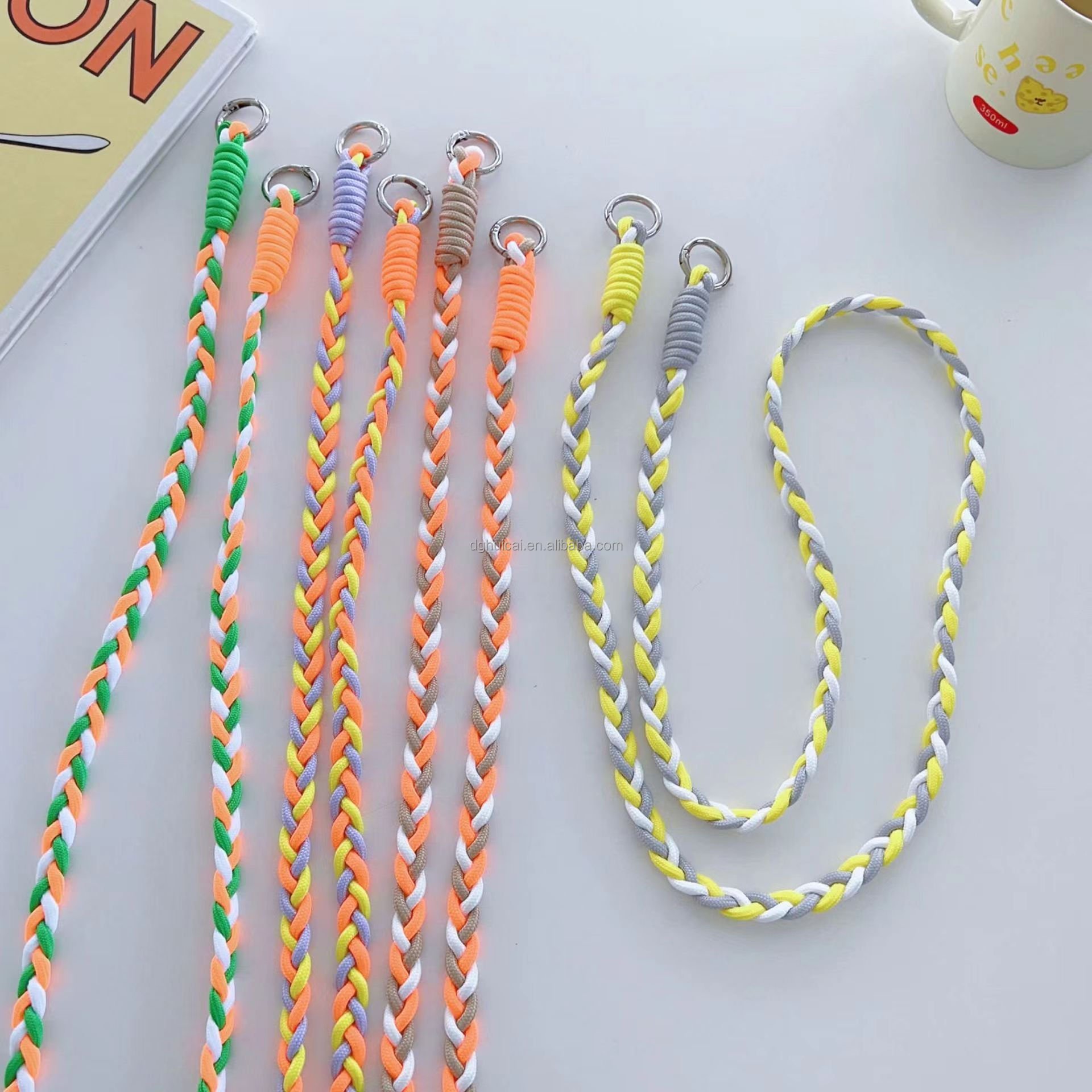 Hot selling high-quality shoulder strap, mobile phone lanyard, three strand colored lanyard