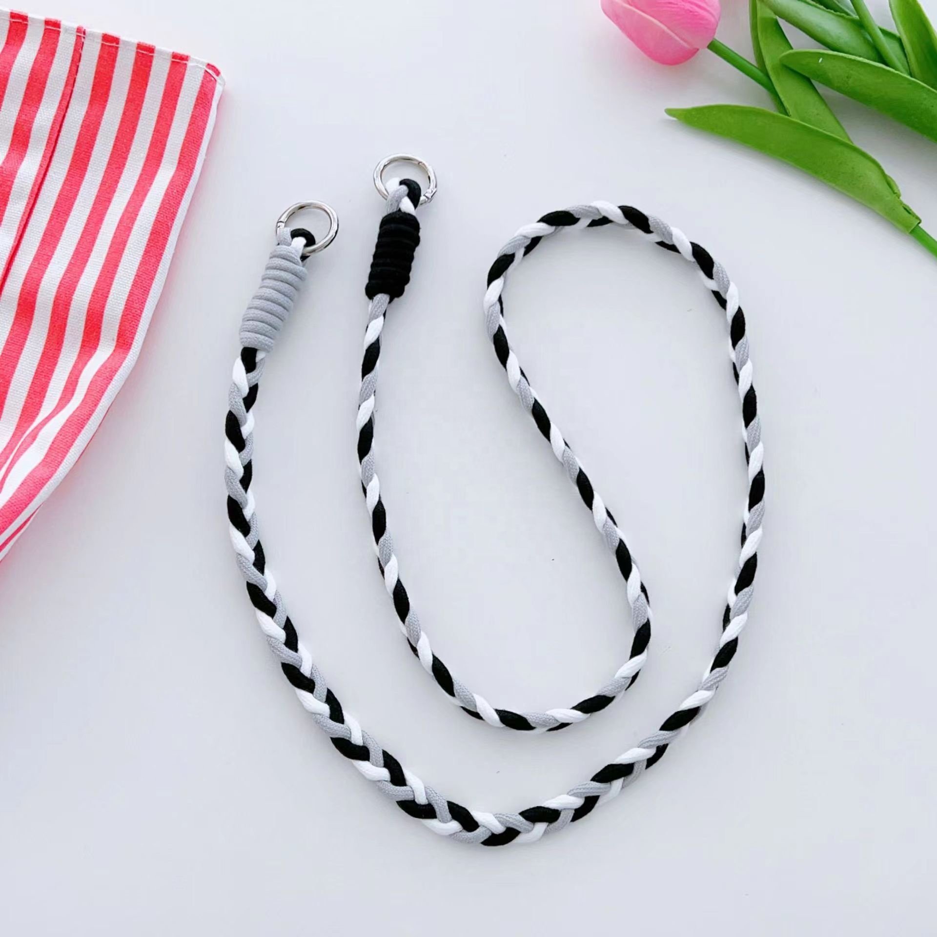 Hot selling high-quality shoulder strap, mobile phone lanyard, three strand colored lanyard