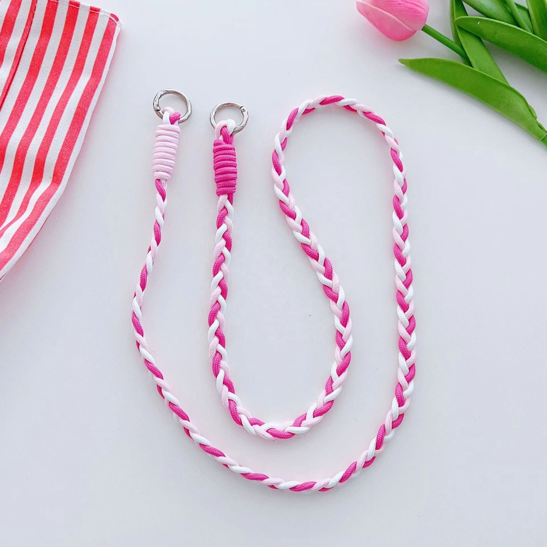 Hot selling high-quality shoulder strap, mobile phone lanyard, three strand colored lanyard