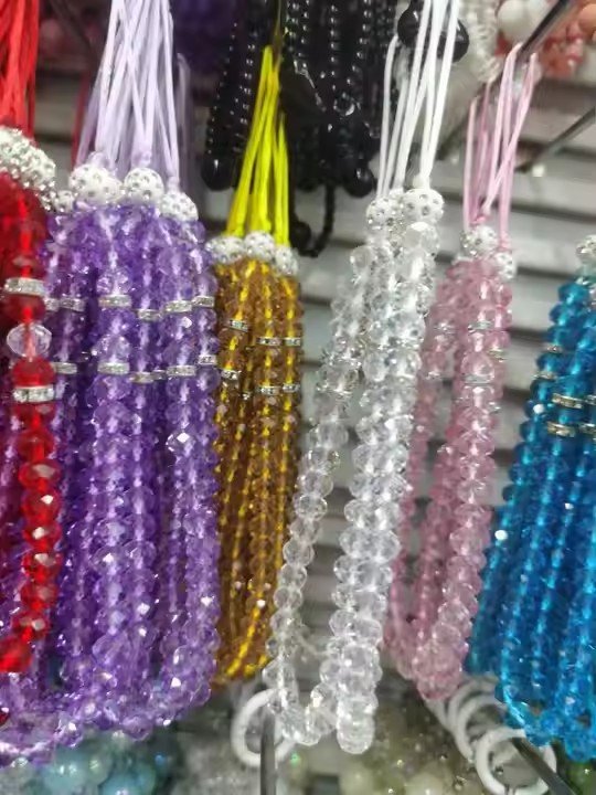 Cute Crystal Beads Phone Strap Charm Cell Phone Accessories Chain Wrist Strap Bracelet For Girls Mobile Phone