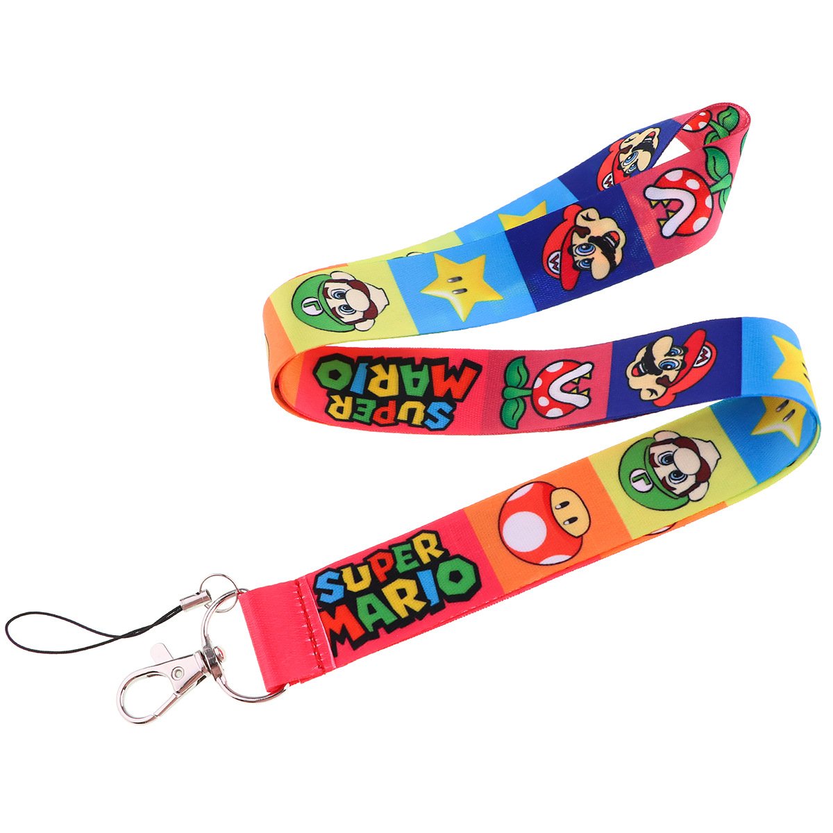 Wholesale Anime Design Mobile Game Mario Mushroom Plumber Lanyard Anime ID Card Key Phone Keychain Lanyards