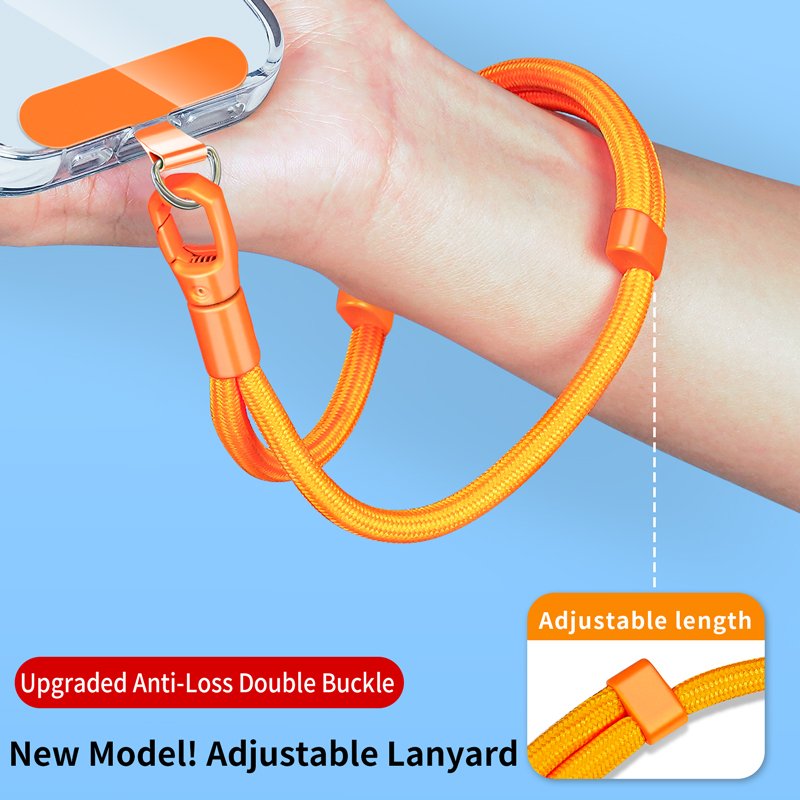 Universal Fashionable Polyester Mobile Phone Lanyard Short Wristlet Keychain Rope with Phone Tether Patch for Cell Phone Use