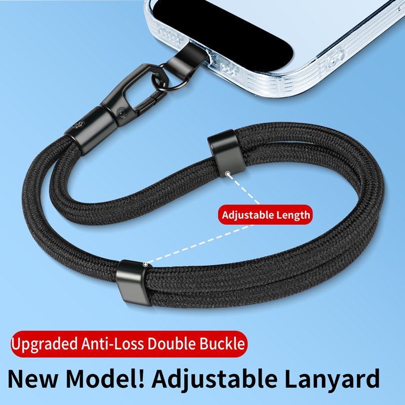 Universal Fashionable Polyester Mobile Phone Lanyard Short Wristlet Keychain Rope with Phone Tether Patch for Cell Phone Use