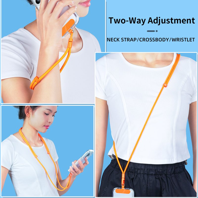 Universal Fashionable Polyester Mobile Phone Lanyard Short Wristlet Keychain Rope with Phone Tether Patch for Cell Phone Use