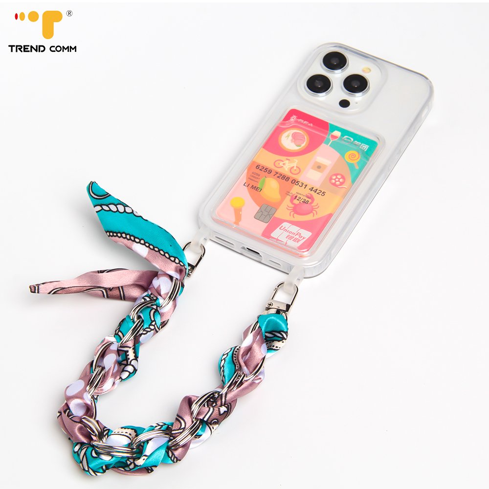Kawaii Women's Metal Phone Chain Strap Sequin Crossbody Messenger Bag Scarves Fashionable Mobile Shoulder Bag Lady Accessory