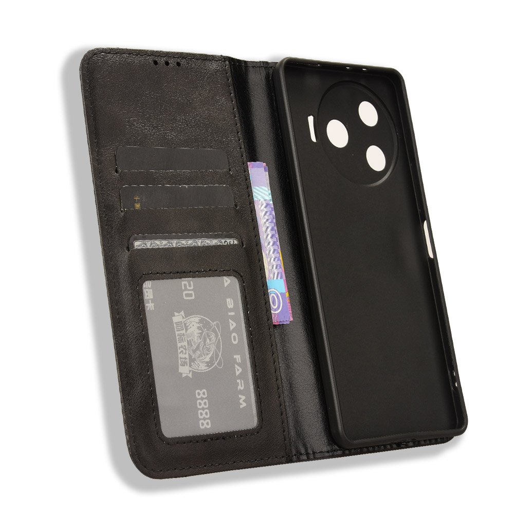 For Tecno Camon 30 Pro Wallet Case, PU Leather Magnetic Closure Stand Card Slots Holder Flip Mobile Phone Cover For Camon 30 Pro