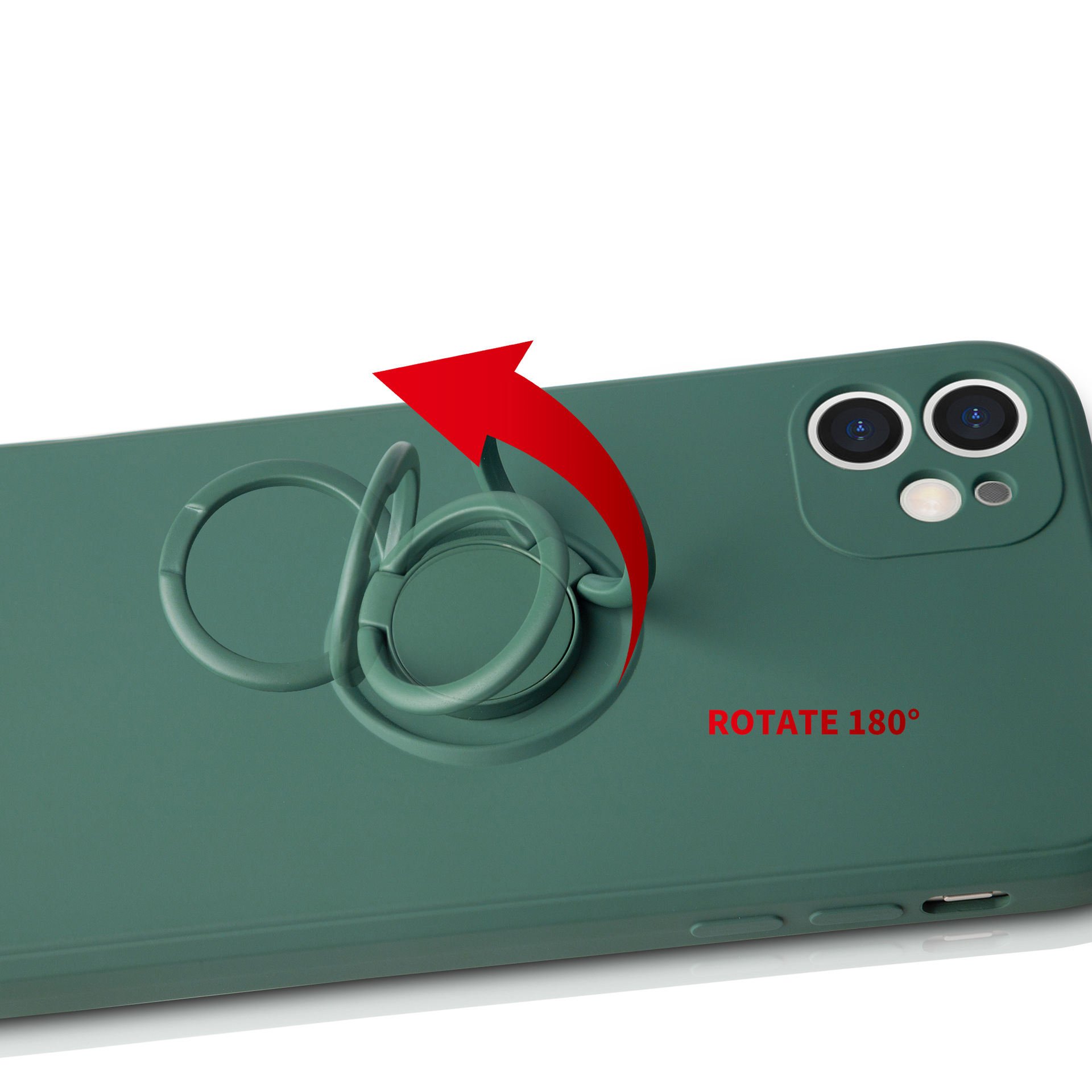 For iPhone Silicone Case Aluminum Ring Solid Color Phone Case with Ring Holder for iPhone 13 14 15 16 Pro Max Case with 360 Ring