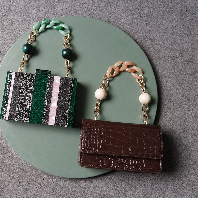 Handbag Accessory Parts Round Chain Detachable Replacement Beige White Green Strap Women Shoulder DIY Chain