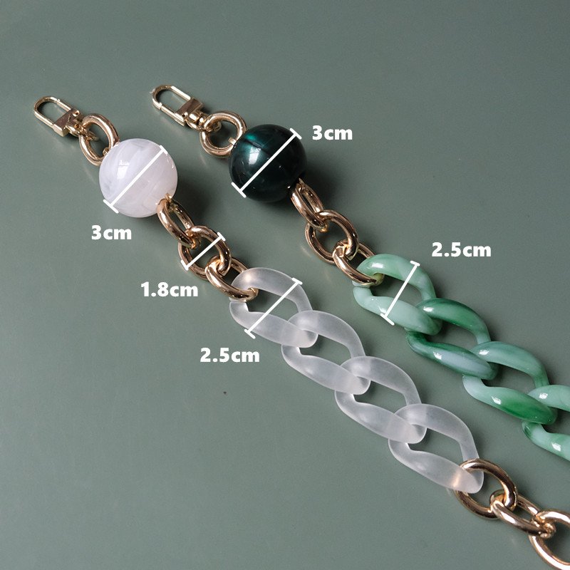 Handbag Accessory Parts Round Chain Detachable Replacement Beige White Green Strap Women Shoulder DIY Chain
