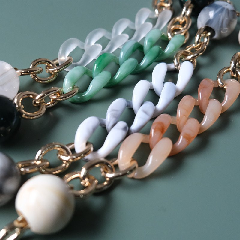 Handbag Accessory Parts Round Chain Detachable Replacement Beige White Green Strap Women Shoulder DIY Chain