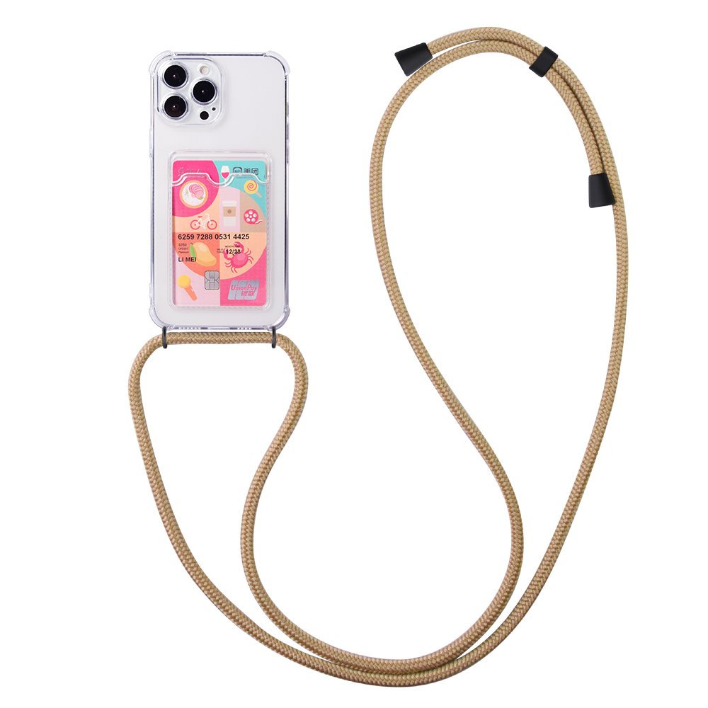 Clear Wallet Card Camera Protective Dual Custom Key Necklace Lanyard Bracelet Necklace Phone Case Cover For iPhone 13 14