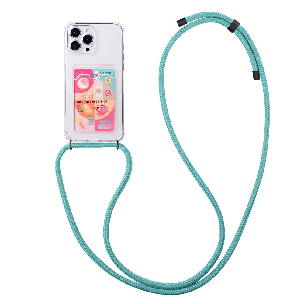 Clear Wallet Card Camera Protective Dual Custom Key Necklace Lanyard Bracelet Necklace Phone Case Cover For iPhone 13 14