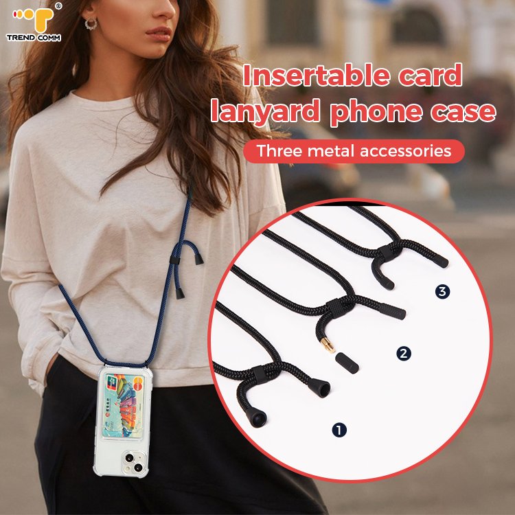 Clear Wallet Card Camera Protective Dual Custom Key Necklace Lanyard Bracelet Necklace Phone Case Cover For iPhone 13 14