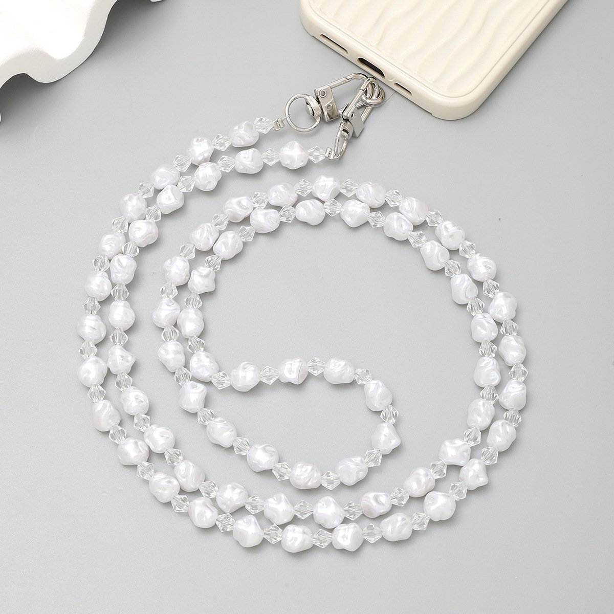 Handmade Pearl Beaded Crossbody Mobile Phone Strap Practical and Stylish Accessory