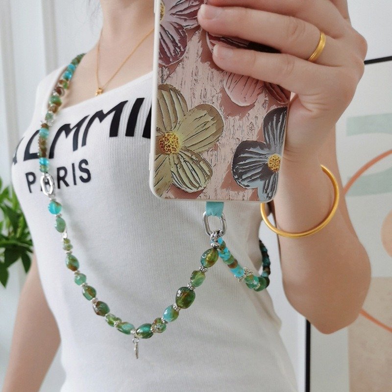 Bohemian Mobile Phone Strap Pendant Green Long Crossbody Necklace Handsfree Sunglasses Holder Butterfly Cellphone Handle Chain