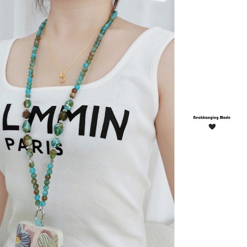 Bohemian Mobile Phone Strap Pendant Green Long Crossbody Necklace Handsfree Sunglasses Holder Butterfly Cellphone Handle Chain