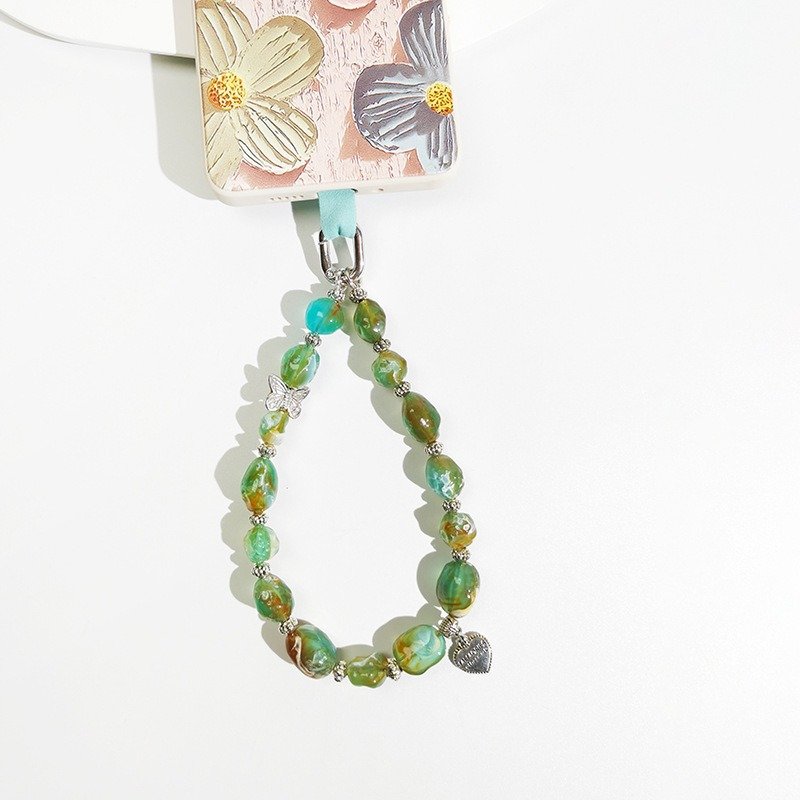 Bohemian Mobile Phone Strap Pendant Green Long Crossbody Necklace Handsfree Sunglasses Holder Butterfly Cellphone Handle Chain