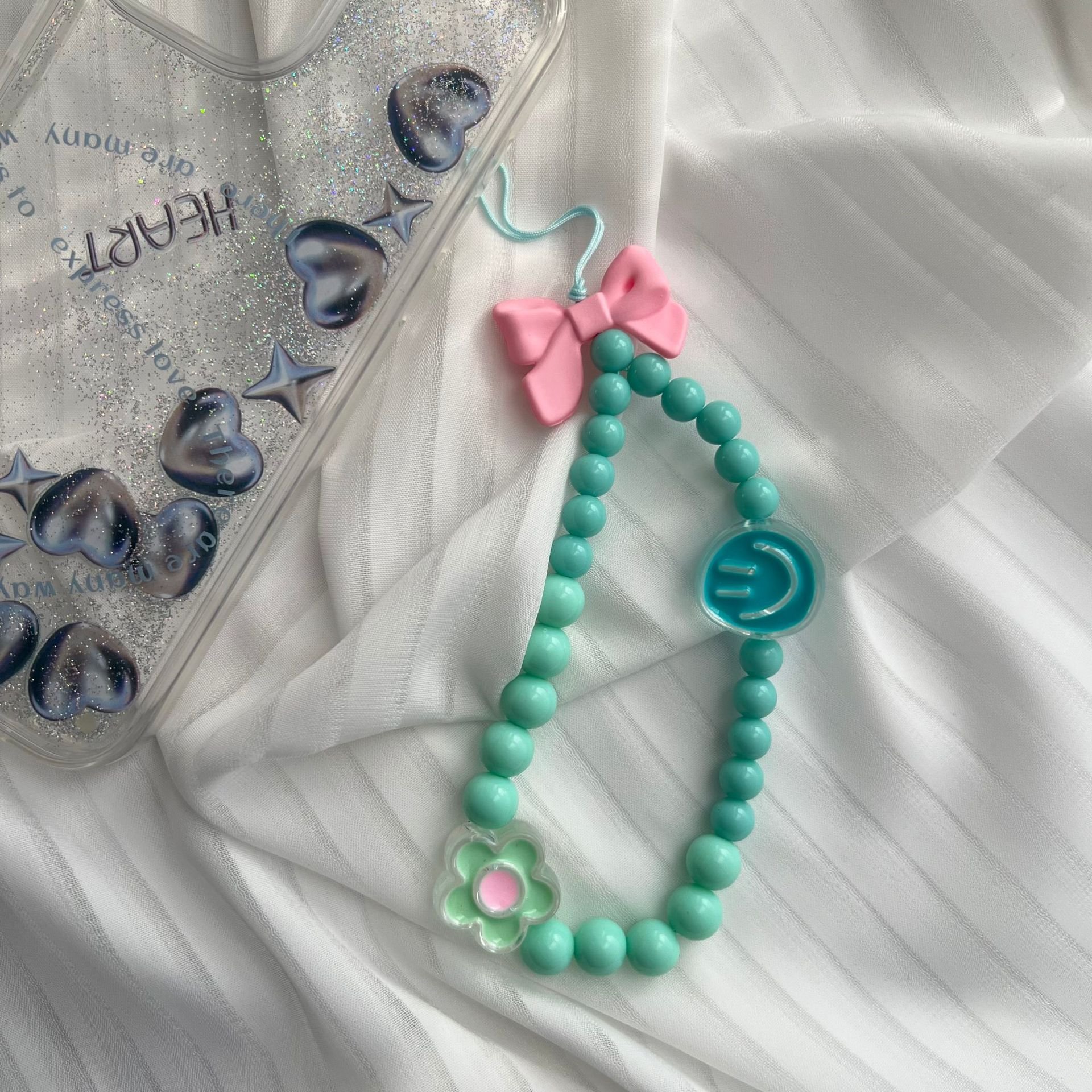 Lilangda Beads Mobile Phone Chain Women Girls Cellphone Strap Anti-Lost Lanyard Hanging Cord Bracelet Keychain Bag Pendant
