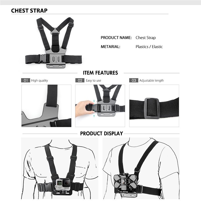 JUNNX Grip Bicycle Fasten Silicone Rubber Mobile Phone Rubber Band Go Pro Chest Head Strap for Gopro Hero Insta360 Sports Camera