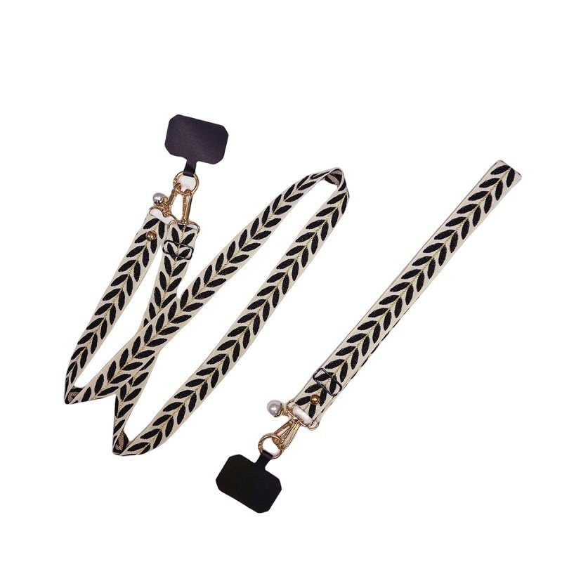 Adjustable Long Mobile Phone Lanyard Crossbody Card Neck Cord Clip Hang Lanyard Pearl Hanging Ornaments Charm Anti-lost Lanyard