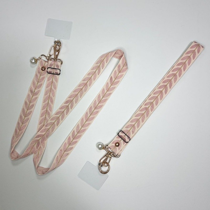 Adjustable Long Mobile Phone Lanyard Crossbody Card Neck Cord Clip Hang Lanyard Pearl Hanging Ornaments Charm Anti-lost Lanyard