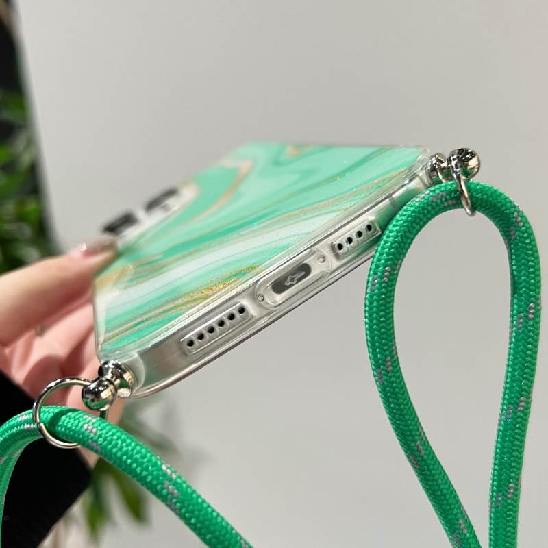 Hot Selling With Lanyard Color Marble Glitter Gradient Case for Samsung S24 S23 Ultra S22 S21 Plus A54 A34 A15 A05 Phone Cover