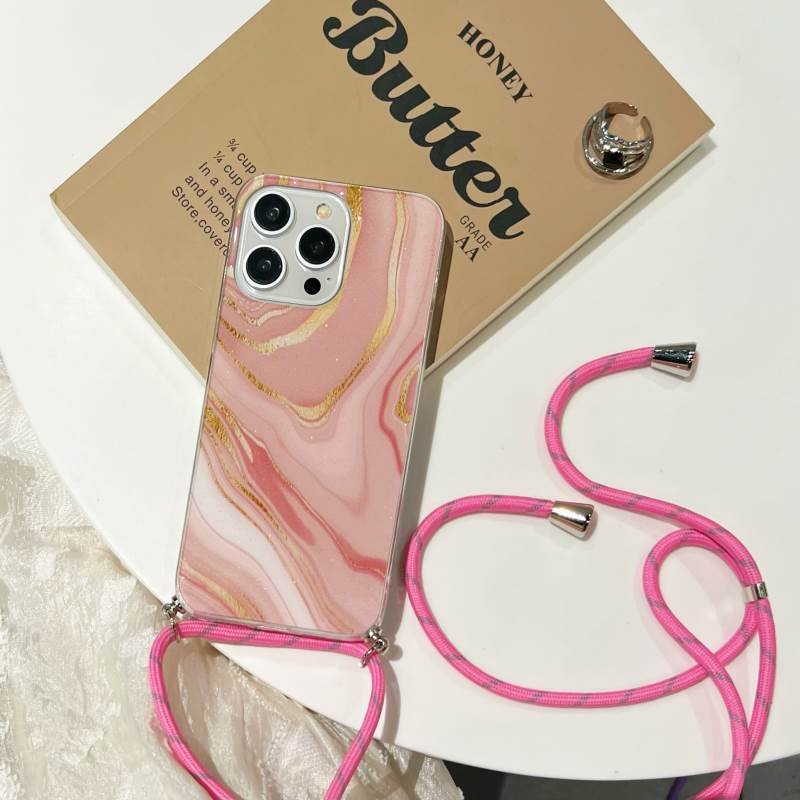 Hot Selling With Lanyard Color Marble Glitter Gradient Case for Samsung S24 S23 Ultra S22 S21 Plus A54 A34 A15 A05 Phone Cover
