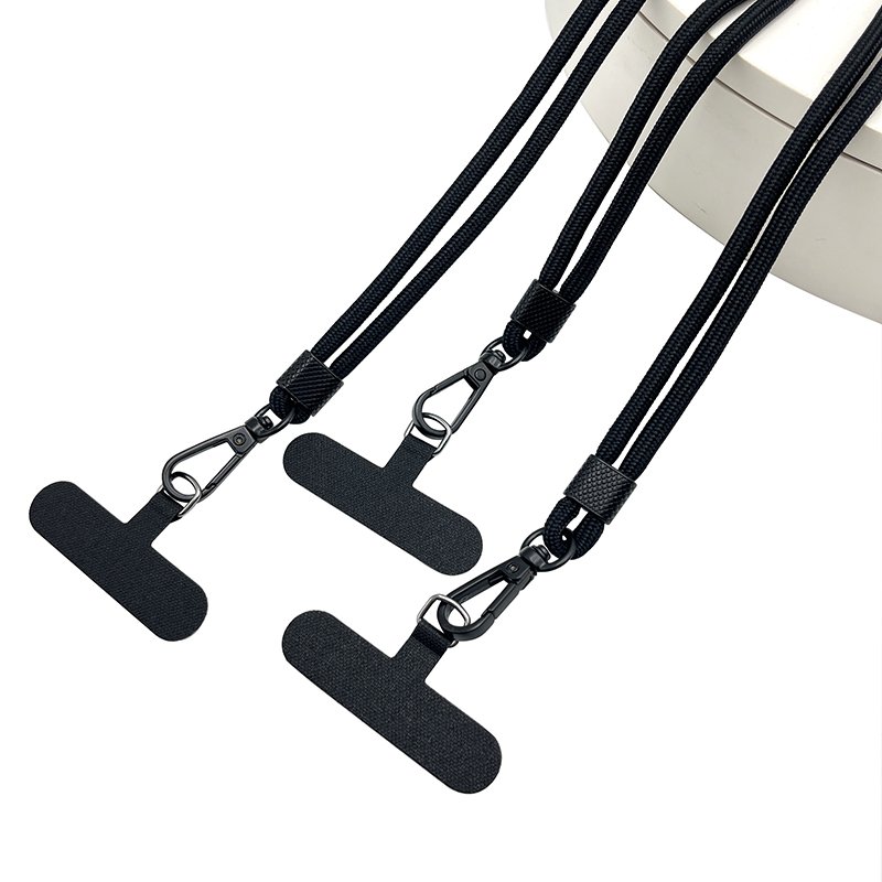 Hot Wholesale Double-Ended Jacquard Lanyard Colorful Crossbody Phone Strap with Metal Buckle Adjustable Polyester Elastic