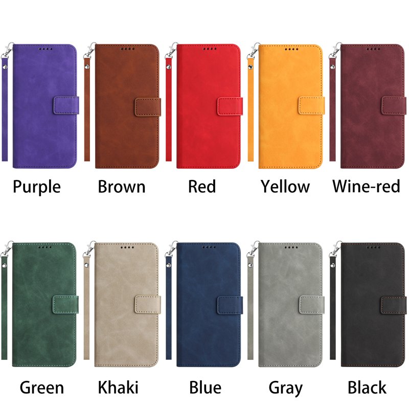 with Card Holder Strap Lanyard Magnetic Cell Phone Bag Flip Cover for iPhone 16 Pro Leather Phone Wallet Case