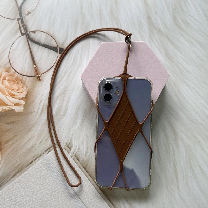 Silicone Lanyard Case Mobile Phone Protective Case Elastic Outdoor Hanging Neck Badge Lanyard Compatible with Most Phones