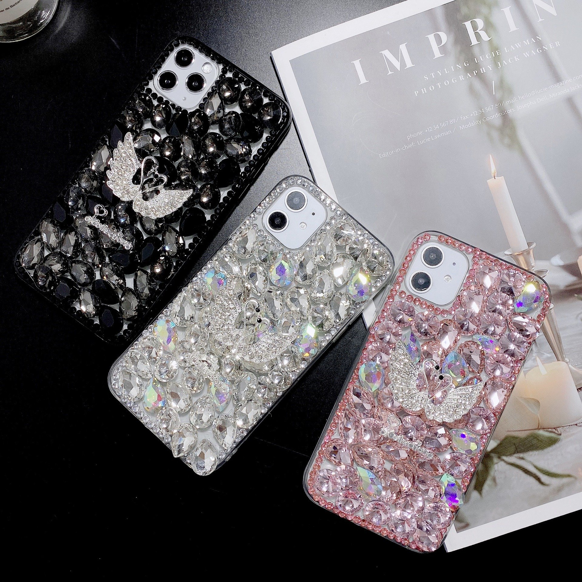 Diamond luxury women phone cases for iphone16 14 13 12 11 15pro max rhinestone crystal sparkle mobile protector