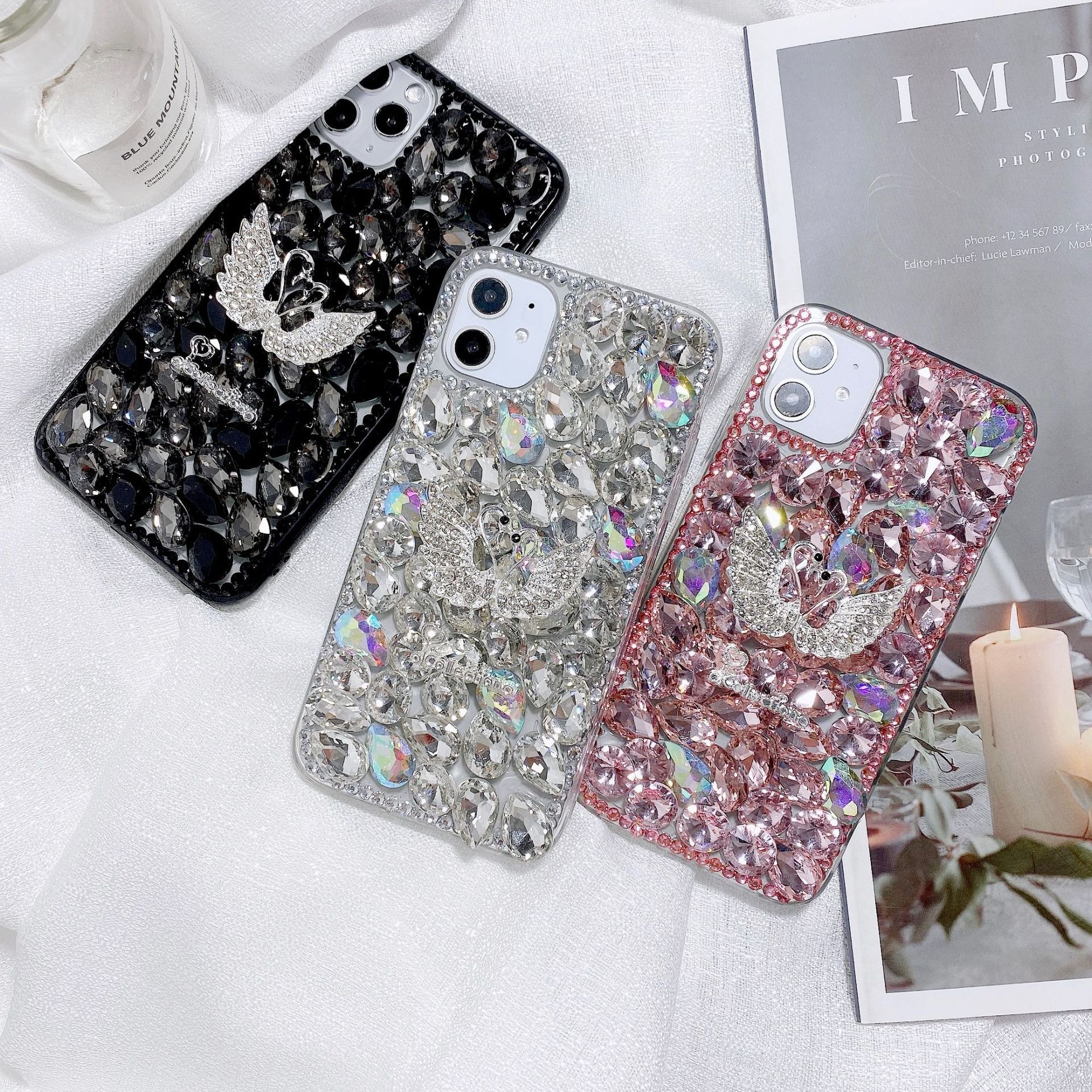 Diamond luxury women phone cases for iphone16 14 13 12 11 15pro max rhinestone crystal sparkle mobile protector