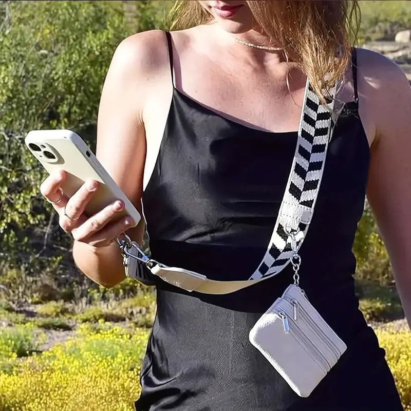 Adjustable Clip and Wallet Mobile Phone Strap Polyester Zipper Wallet Strap Mobile Phone Strap with Zipper Pocket