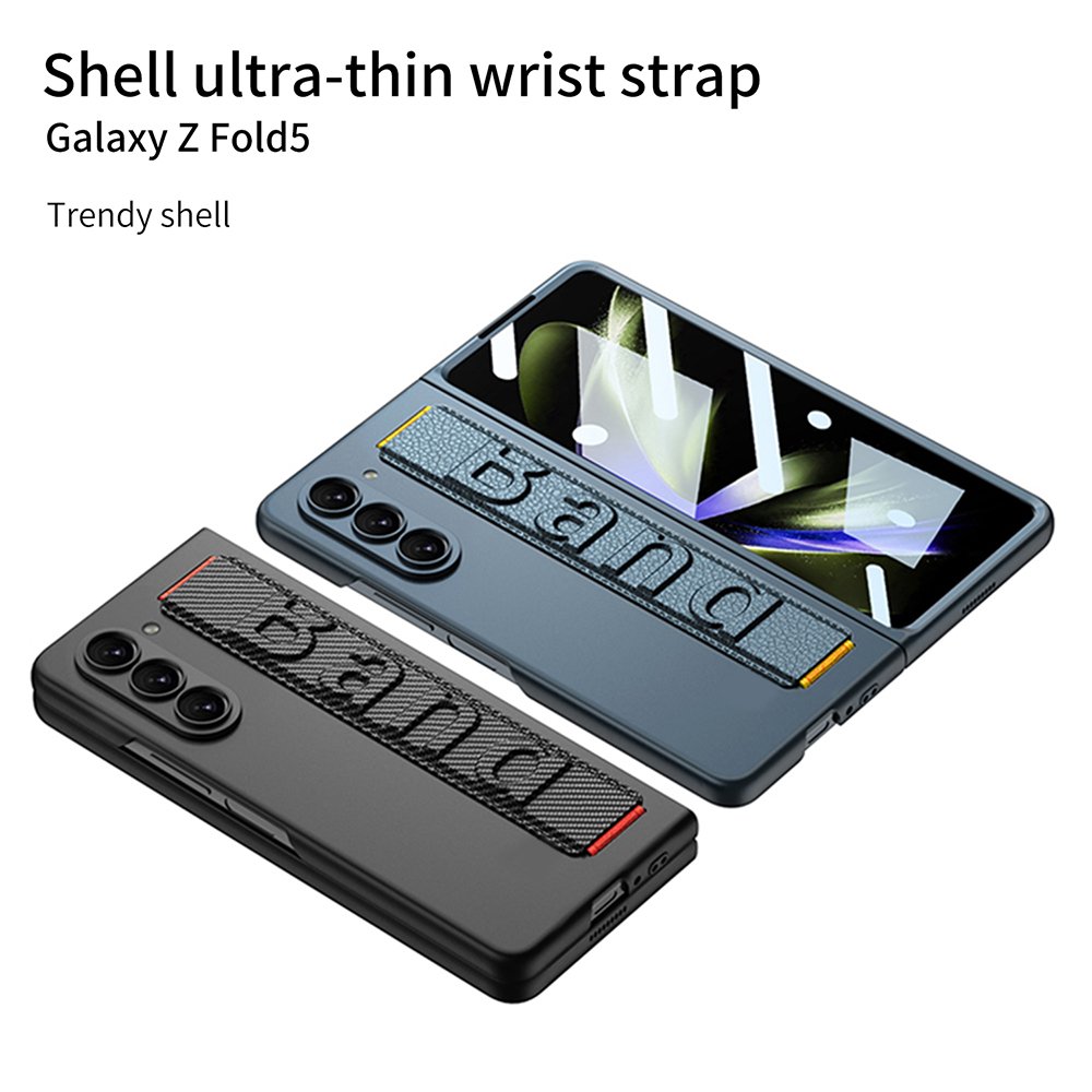 For Galaxy Z Fold5 new phone case ultra film phone cover integrated wristband strap Matte with front glass