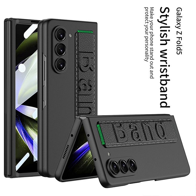 For Galaxy Z Fold5 new phone case ultra film phone cover integrated wristband strap Matte with front glass