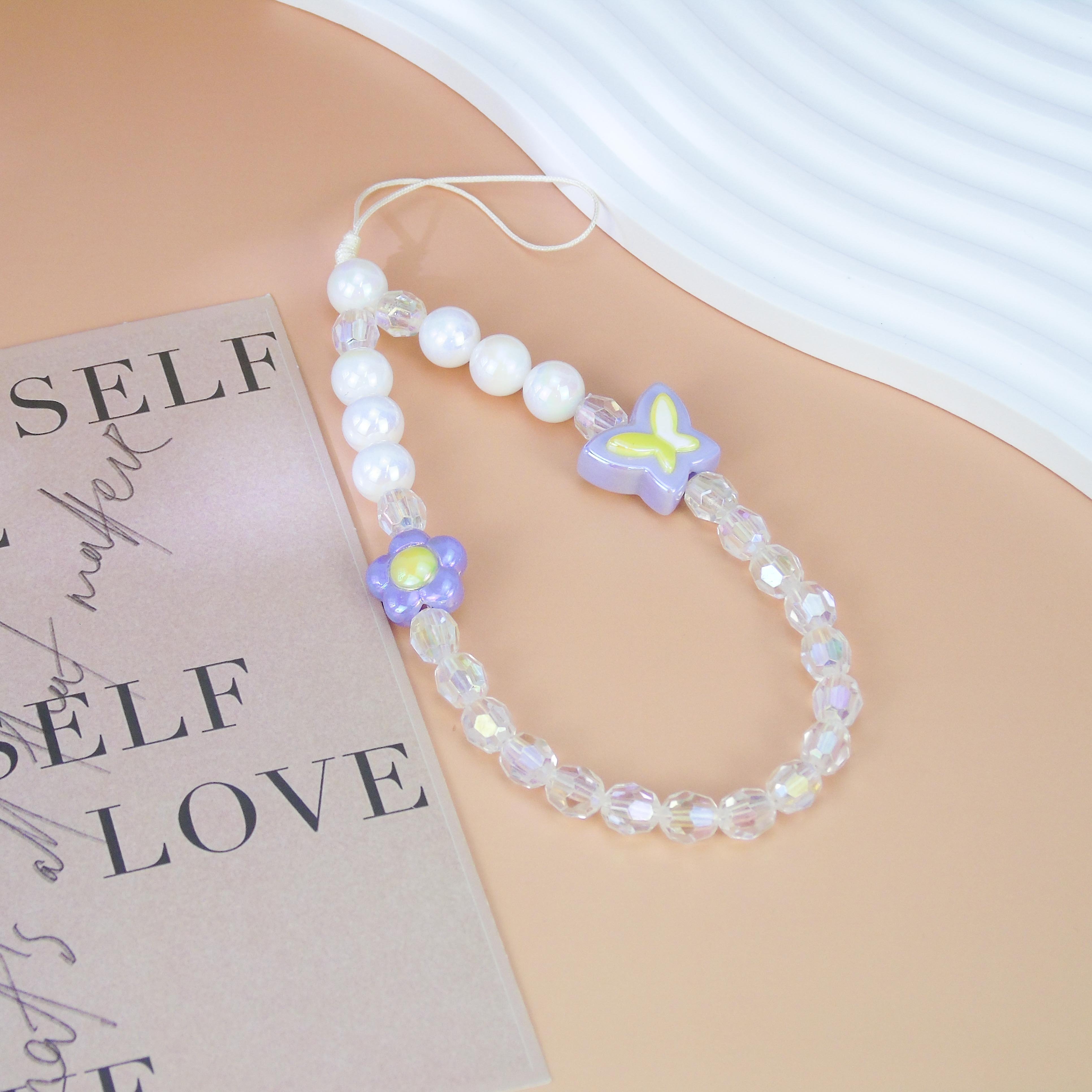 Handmade Virgin Hear Butterfly Crystal Cell Phone Straps Universal Phone Case Chain Accessories Flower