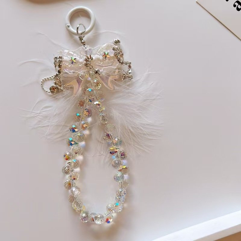factory direct sales heavy second-hand painted beads strawberry bear mobile phone chain original bag hanging rope key chain